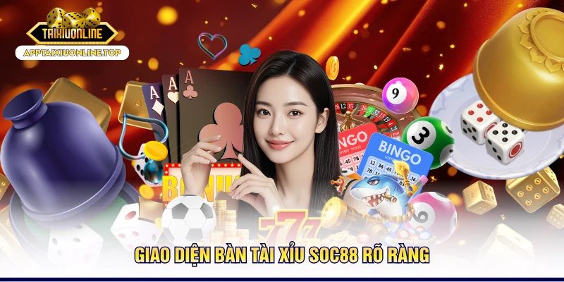 Giao diện bàn tài xỉu SOC88 rõ ràng